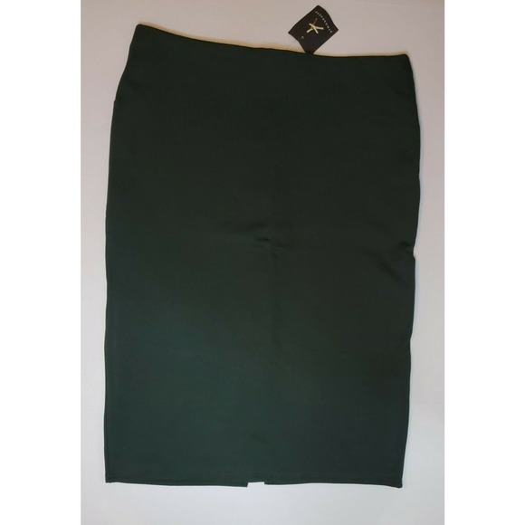 NEW Atmosphere Mid-Length Pencil Front Zip Green Skirt Size 10 w/ Pockets - Picture 2 of 5